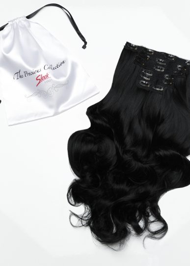 Raven Black Curly 22” Inches 7 piece Premium quality - HD Fibre Clip-In Hair Extensions
