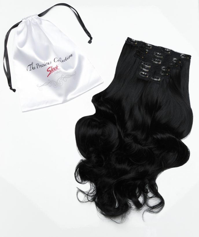 Raven Black Curly 22” Inches 7 piece Premium quality - HD Fibre Clip-In Hair Extensions