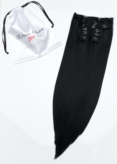 Raven Black Straight 22” Inches 7 piece Premium quality - HD Fibre Clip-In Hair Extensions