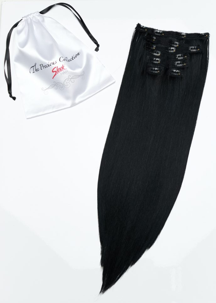 Raven Black Straight 22” Inches 7 piece Premium quality - HD Fibre Clip-In Hair Extensions