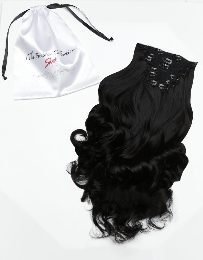 Natural Black Curly 22” Inches 7 piece Premium quality - HD Fibre Clip-In Hair Extensions