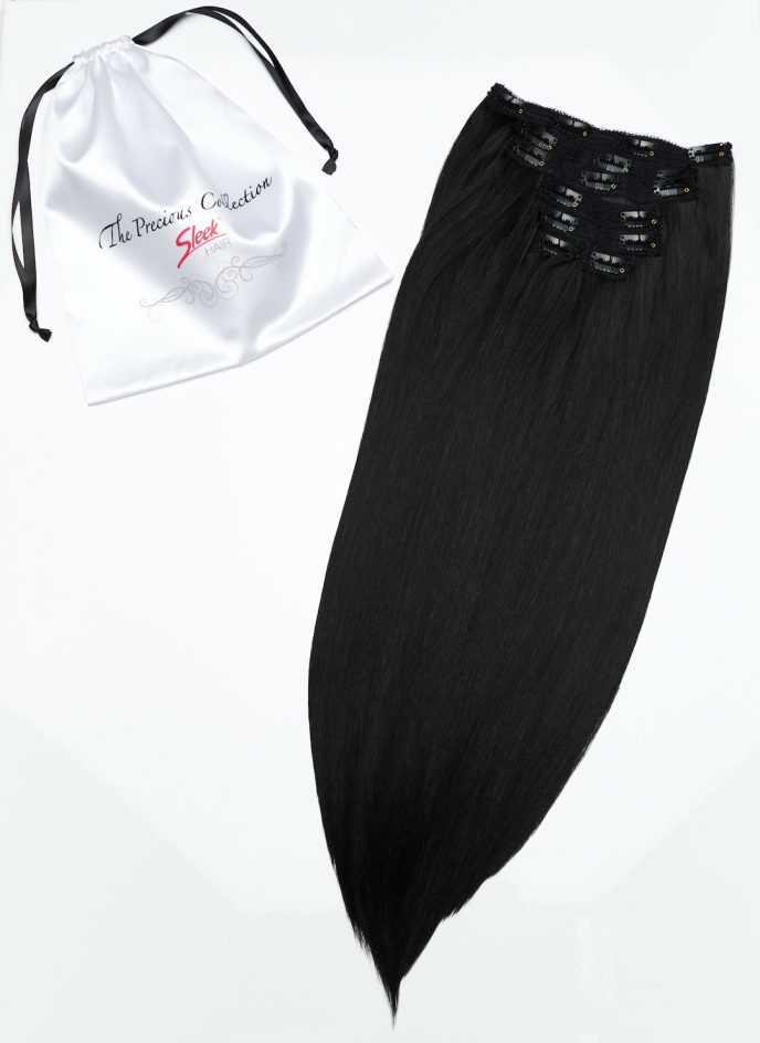 Natural Black Straight 22” Inches 7 piece Premium quality - HD Fibre Clip-In Hair Extensions