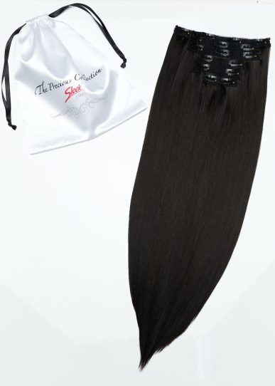 Dark Chocolate Brown Straight 22” Inches 7 piece Premium quality - HD Fibre Clip-In Hair Extensions