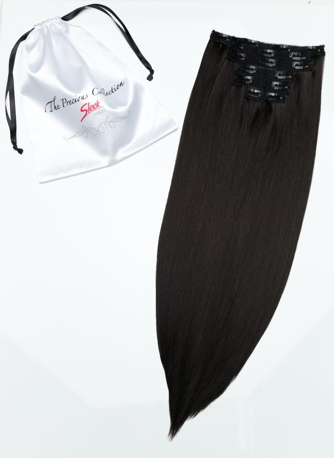 Dark Chocolate Brown Straight 22” Inches 7 piece Premium quality - HD Fibre Clip-In Hair Extensions