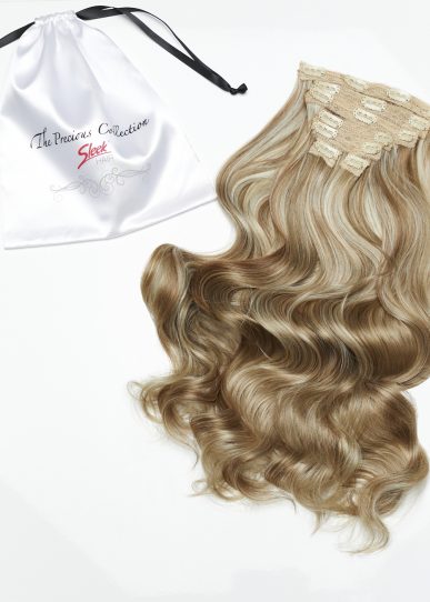 Iced Latte Blonde Curly 22” Inches 7 piece Premium quality - HD Fibre Clip-In Hair Extensions