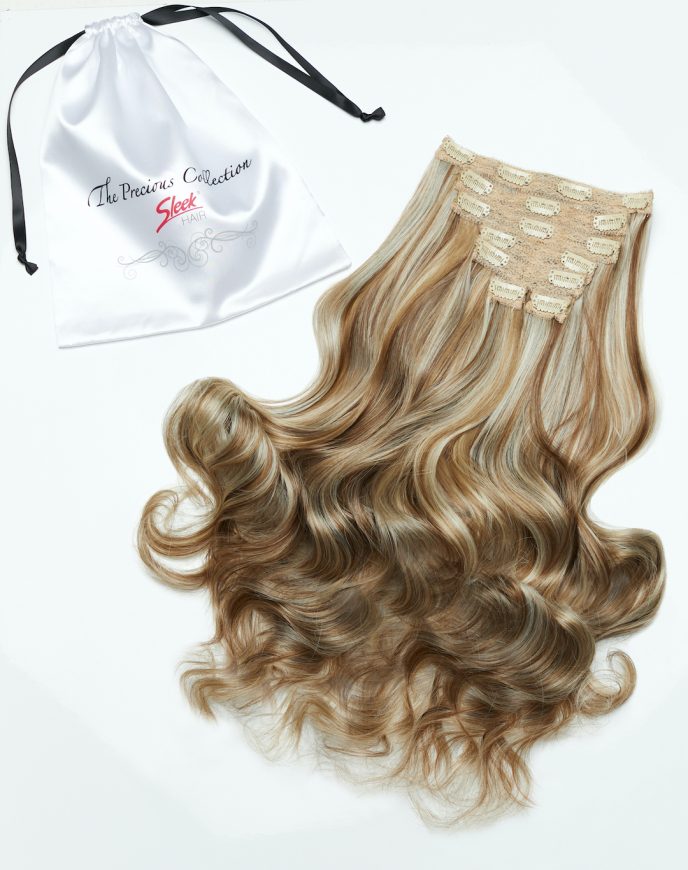 California Blonde Curly 22” Inches 7 piece Premium quality - HD Fibre Clip-In Hair Extensions