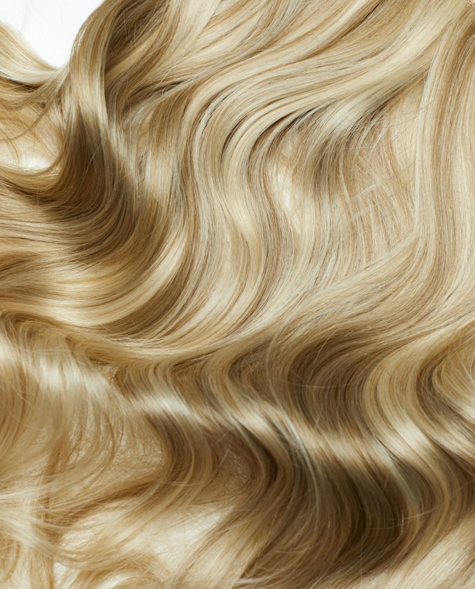 Champagne Blonde Curly 22” Inches 7 piece Premium quality - HD Fibre Clip-In Hair Extensions