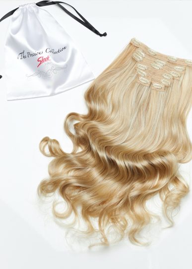 Light Blonde Curly 22” Inches 7 piece Premium quality - HD Fibre Clip-In Hair Extensions