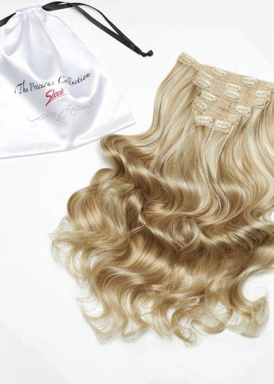 Light Honey Blonde Curly 22” Inches 7 piece Premium quality - HD Fibre Clip-In Hair Extensions