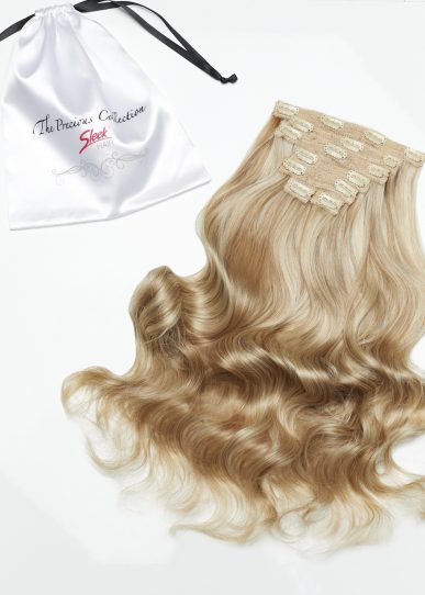 Light Golden Blonde Curly 22” Inches 7 piece Premium quality - HD Fibre Clip-In Hair Extensions