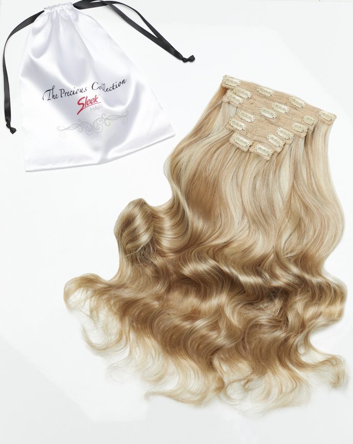 Light Golden Blonde Curly 22” Inches 7 piece Premium quality - HD Fibre Clip-In Hair Extensions
