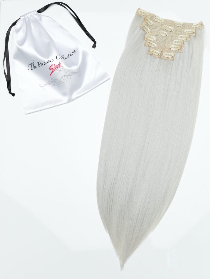 Silver Platinum Straight 22” Inches 7 piece Premium quality - HD Fibre Clip-In Hair Extensions