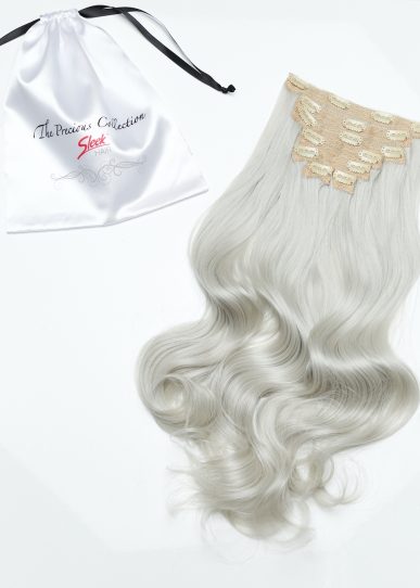 Silver Platinum Curly 22” Inches 7 piece Premium quality - HD Fibre Clip-In Hair Extensions