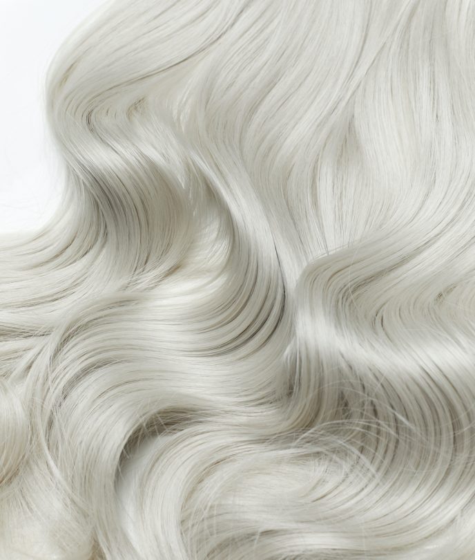 Silver Platinum Curly 22” Inches 7 piece Premium quality - HD Fibre Clip-In Hair Extensions
